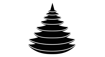 Fototapeta premium Abstract black and white layered pyramid shape resembling a stylized Christmas tree.