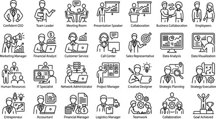 Obraz premium Business Icons Set for Companies and Organizations