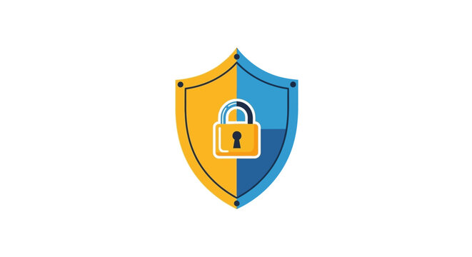 Shield with lock icon, cybersecurity concept, digital protection, data security, safety emblem