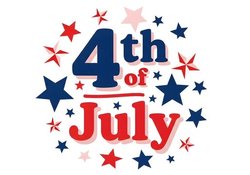 Vibrant 4th of july celebration graphic with red white and blue stars