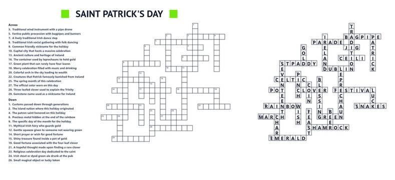 Saint Patrick's Day themed crossword puzzle templates for fun  