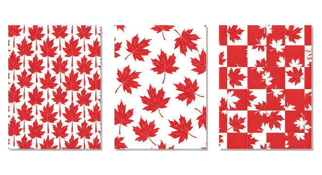 Vibrant red maple leaf patterns for canada day decorations and designs