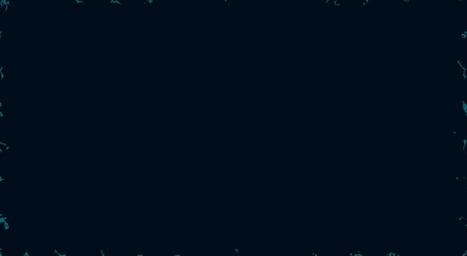 Abstract neon blue electric lightning border frame on dark animation background