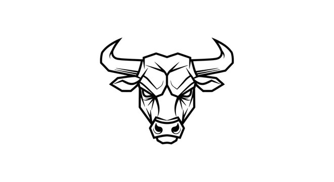 Bull head with horns illustration.