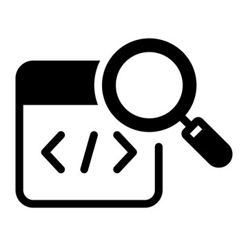 Browser magnifying glass icon for inspecting code error search.