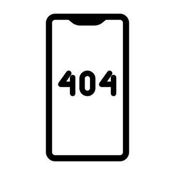 Smartphone mobile screen icon displaying a 404 page error.