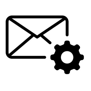 Mail envelope configuration icon with gear wheels for server edit.