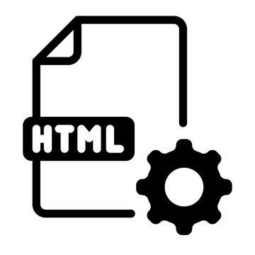 HTML web file format document page icon with setup gears.