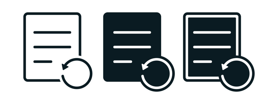 File Refresh History Icon with Document and Circular Update Arrow Symbol. Data Recovery. Vector Illustration