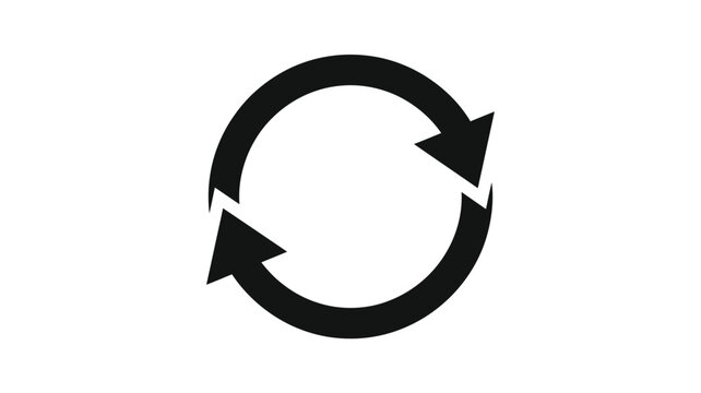 Circular arrow sequence with opposing points black silhouette