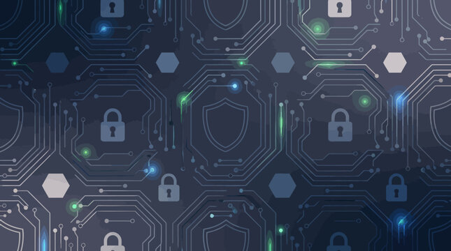 Locks on circuit board background closeup.