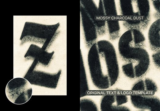 Mossy Charcoal Text Effect &ndash; Distressed Typography for Logo, Poster & Branding (PSD)