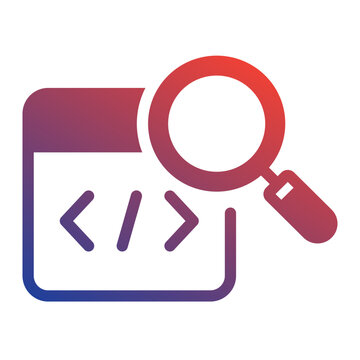 Browser magnifying glass icon for inspecting code error search.