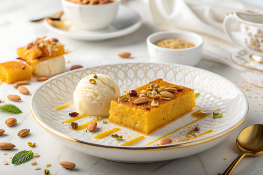  Rare saffron brittle Sohan dessert, premium advertising layout 