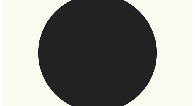 Minimalist animation black circle animation on off-white background, abstract motion
