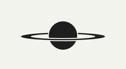 Stylized Planet Saturn Icon Silhouette, Minimalist Space Graphic © elga