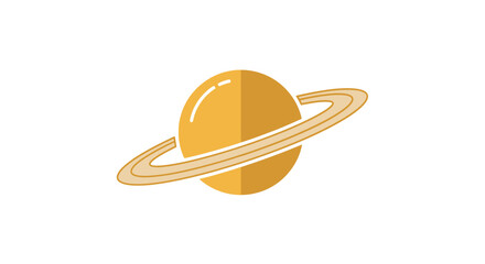Stylized Saturn Planet with Rings, Yellow and Orange Colors, Isolated on White Background © elga
