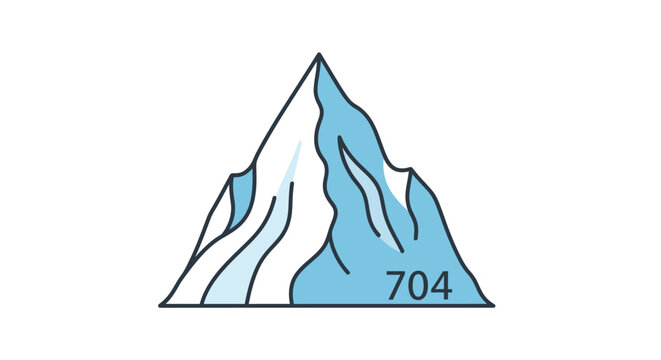 Stylized Mountain Peak with Snow and Number 704 Graphic