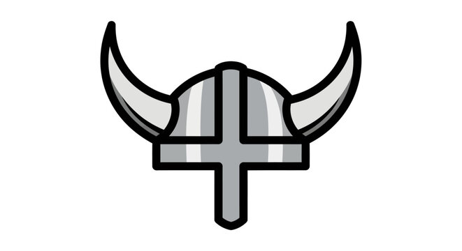 Viking Helmet Icon, Warrior Headgear, Norse Mythology Symbol