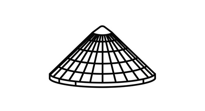 Wireframe Cone Geometric Shape Isolated on White Background, 3D Rendering