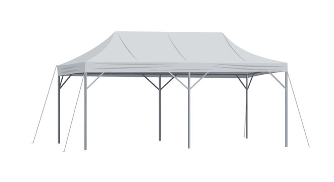 A detailed illustration of a white canopy tent, perfect for outdoor events, markets, and temporary shelters, offering ample shade and protection from the elements