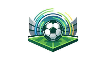 Obraz premium Soccer Ball on Stadium Field with Abstract Colorful Lights - Sports Concept