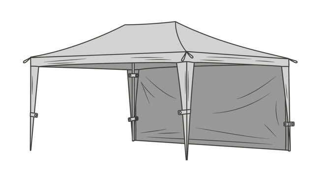Portable Foldable Outdoor Canopy Tent with Side Panel for Garden Events Market Stalls and Trade Shows Protection and Shelter