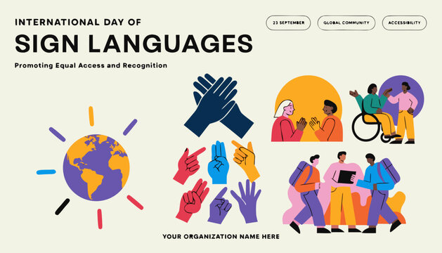 International Day of Sign Languages, Equal Access, Recognition, Promoting Diversity, Inclusion, Accessibility Icons