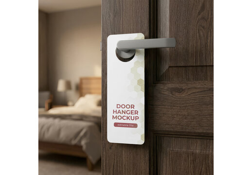 Door Hanger Mockup Realistic Render for Portfolio and Brand Identity