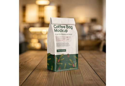Coffee Bag Mockup Realistic Template for Visual Identity Showcase