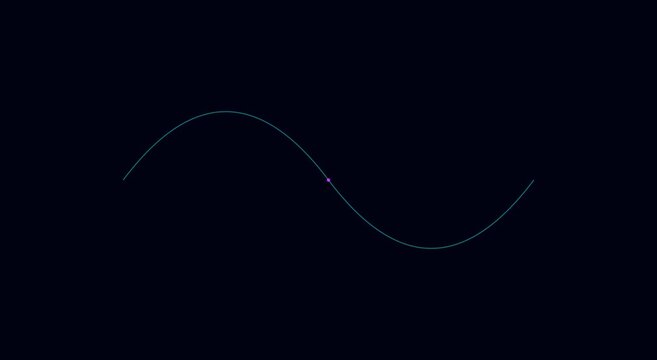 Minimalist sine wave animation with moving particle on dark animation background