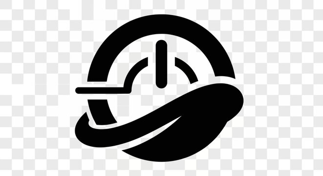 A black circular icon representing energy conservation and power management