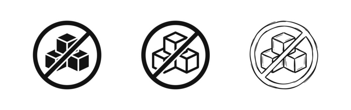 Sugar Free Icon Set No Sugar Added Symbol