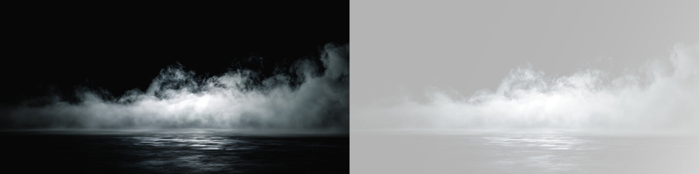 White steam cloud with gentle fog layers and realistic vapor movement in atmosphere, overlay