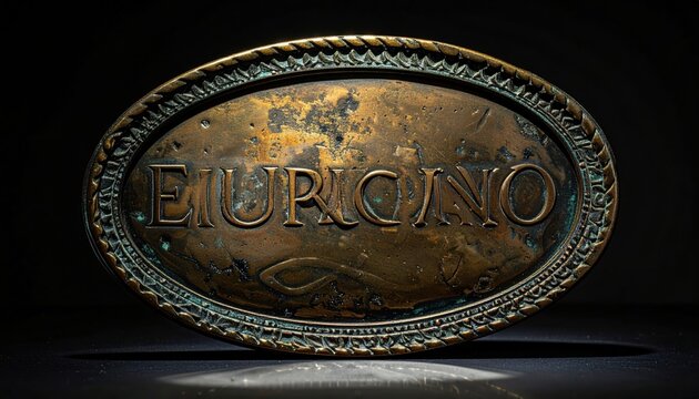 Intricate Etruscan inscription carved into the reverse side of a weathered bronze mirror, showcasing ancient script and artistry