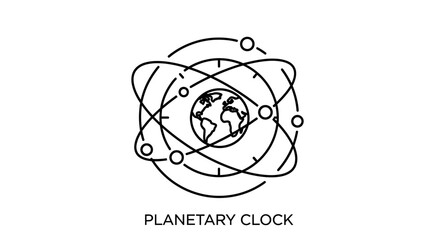 Planetary clock with globe and rings. © prayogo