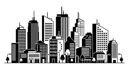 Obraz premium City skyline with tall buildings.