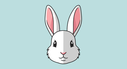 Fototapeta premium Cute Cartoon White Rabbit Face.