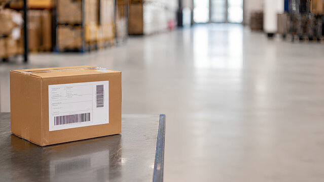 Tracked shipment package ready for delivery in modern logistics operation