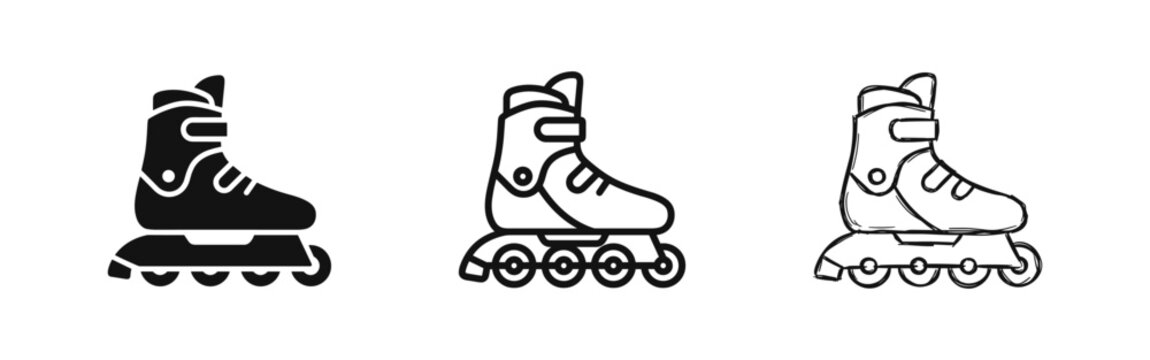 Inline Skate Rollerblade Icons - Sport and Recreation Equipment Set