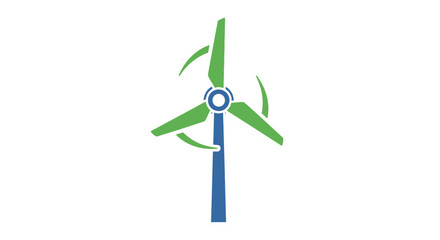 Wind turbine renewable energy icon blue. © heri