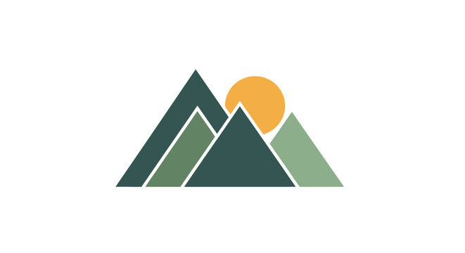 Mountain range with sun logo design.