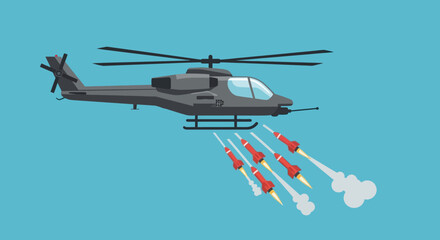 Military helicopter with missiles flying. © M FAIZAL