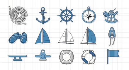 Nautical icons and ship symbols. © M FAIZAL