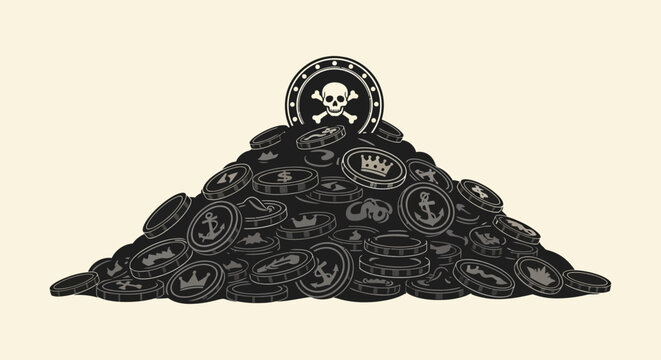 Pile of black poker chips.