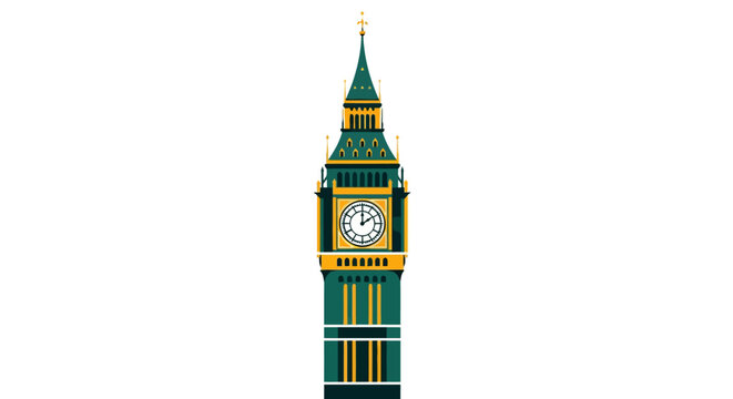 Illustrated Big Ben Clock Tower with Classic Design Elements.