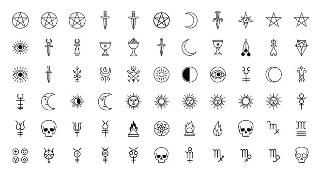 Various occult and mystical symbols.