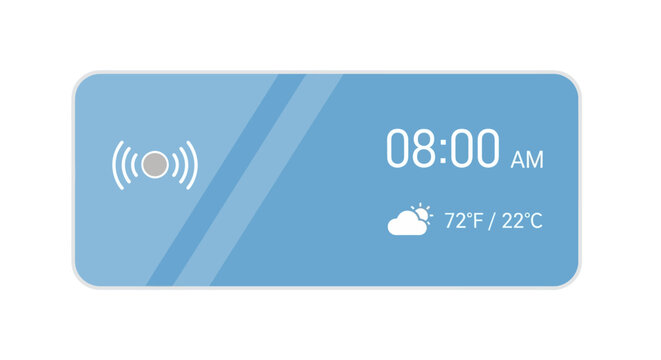 Digital Clock Displaying 08:00 AM with Weather Icon and WiFi Signal