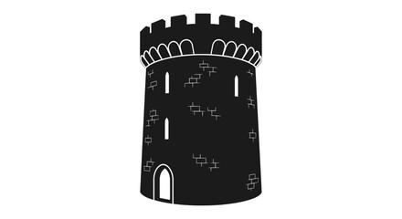 Black medieval castle tower structure. © prayogo