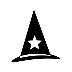 Fototapeta premium Black magic witch hat icon.